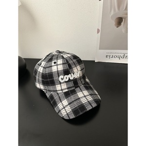 Casquette de baseball à carreaux en coton unisexe, chapeau décontracté rouge, noir, jaune - Product Image 4