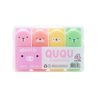 Marcadores de texto personalizados con logotipo, 4/5/6 colores, mini, kawaii, de doble punta, con forma de dibujos animados, para estudiantes