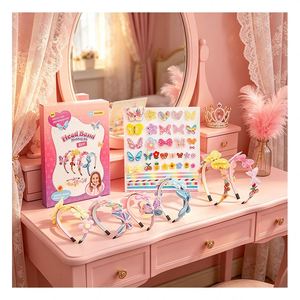 ชุดตกแต่งผม DIY สำหรับเด็กผู้หญิง ยูนิคอร์น สายรุ้ง มงกุฎ สติ๊กเกอร์ ไข่มุก เลื่อม ของเล่นเสริมทักษะ ชุดของขวัญวันหยุด - Product Image 3