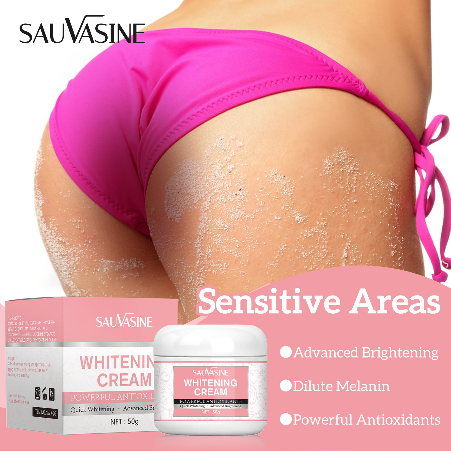 SAUVASINE Arbutin Cream - Skin Whitening, Moisturizing, UV