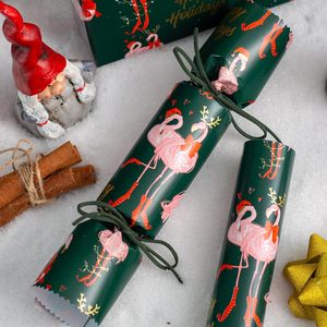 Christmas Wrapping Paper Roll Gold Flamingo Print Green Eco Friendly Gift Craft 46.8 Square Feet - Product Image 6