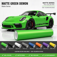 Film de protection de peinture (PPF) TPU aliphatique vert mat effet démon, auto-réparant, anti-jaunissement, anti-rayures, hydrophobe, pour carrosserie automobile, direct usine