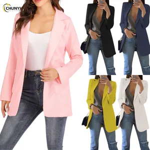 High Quality Wholesale Blazer Jacket solid V Neck Long Sleeve Formal business ladies coats blazer for women