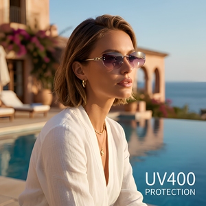 Wholesale Custom Logo Trendy Retro <b>Gradient</b> Lens Metal Lightweight UV400 Protection Comfortable Unisex Full Rim Fashion - Product Image 2