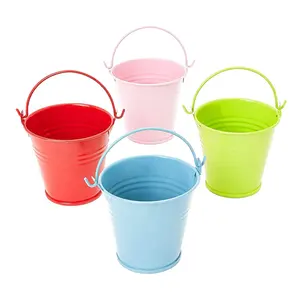 Secchio per fiori in metallo colorato verniciato a polvere personalizzato Mini vaso per bambini artigianato giocattolo da giardino