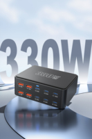 Station de charge rapide GaN 330W 4A+6C, concentrateur d'alimentation pour la charge de plusieurs appareils (ordinateur portable/téléphone), indispensable pour le bureau et les voyages