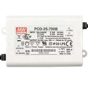Alimentation LED AC à sortie unique Mean Well PCD-25-700B 25W 24-36V 700mA Classe 2 SELV IP30 - Product Image 1