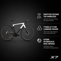 Vélo de course sur route 700C ES7000 14 vitesses avec freins à disque hydrauliques sans fil et jeu de roues en carbone pour la compétition de sprint sur asphalte à grande vitesse