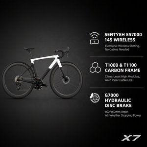 Vélo de course sur route 700C ES7000 14 vitesses avec freins à disque hydrauliques sans fil et jeu de roues en carbone pour la compétition de sprint sur asphalte à grande vitesse - Product Image 2