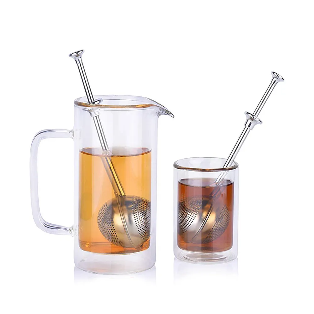 Kangshuo Tea Accessories 304 Stainless Steel Hand Press Telescopic Tea Ball Strainer