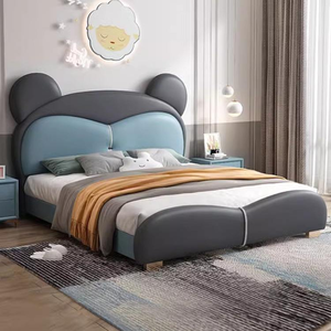 Letto singolo principessa 1,20 m per ragazzi, letto da camera 1,5 m per ragazze, letti in pelle con contenitore - Product Image 1