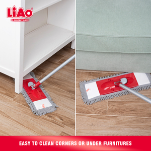 LiAo <strong>Red</strong> Green Blue Multi Colors 40cm 360 Rotating Chenille Sweeping Dust Flat <strong>Mop</strong> for Household Floor Cleaning - Product Image 4