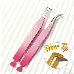 Groothandel Hoge Kwaliteit RVS Wimperpincet Gratis Aangepaste Privélabel Fiber Tip Wimperverlenging Pincetten - Product Image 1