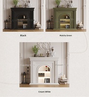 Armoire décorative pour cheminée en bois massif de couleur crème, style européen, idéale pour les salons américains