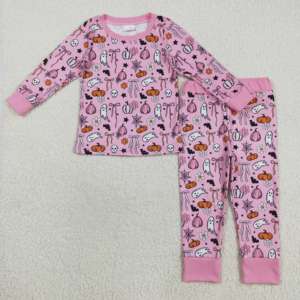 Little <b>Girl</b> Boutique Clothing Set Halloween Purple <b>bows</b> print Fall Outfits Kids Wholesale <b>Baby</b> <b>Girl</b> winter Pajamas - Product Image 5