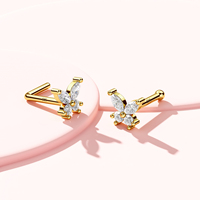 Toposh Rock 9K Massivgold Bauchnabel Nabel klar CZ Labret Knorpel Tragus Daith Stift Ohrringe Nase Ring Piercing-Schmuck