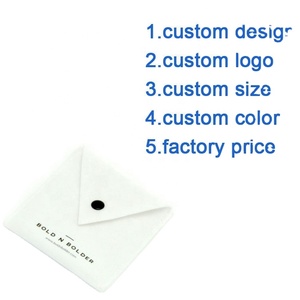 Pochette à bijoux en velours suédé blanc de petite taille avec fermeture à bouton-pression – Prix usine - Product Image 2