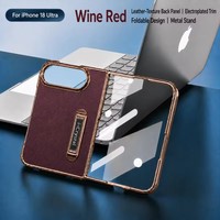 Coque de téléphone antichoc rigide avec support droit électroplaqué pour iPhone Duo 18 Fold 18 Ultra avec protection d'écran en verre