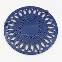 Plaque chauffante ronde en fonte émaillée bleue résistante à la chaleur pour casseroles et poêles, plaque chauffante robuste résistante à la chaleur