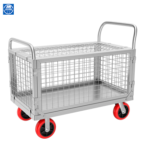 Chariot pliant JIGONG avec barrière de chargement, remorque logistique, chariot de transfert pour supermarché, chariot à plateau à motifs - Product Image 1