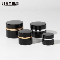 Pot de Gel à ongles en plastique et aluminium de haute qualité, 5g, 15g, 30g, 50g, conteneur de crème pour les yeux noir personnalisé avec anneau en argent doré