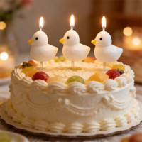 Bougies d'anniversaire amusantes en cire de paraffine en forme de canard blanc, écologiques, faites à la main, thème animal, décoration de Noël, décoration de la maison