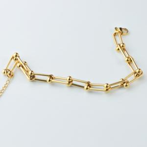 Factory Bulk U Shape Paperclip Link <b>Bracelet</b> Stainless Steel <b>Gold</b> Ball Interlocking Chain Waterproof Ladies Daily Wear <b>Bracelet</b> - Product Image 4