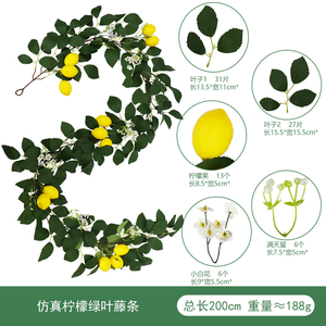 Guirnalda de limón artificial, guirnaldas de vid de limón de fruta sintética falsa, manto de pared de puerta verde para fiesta de boda, Día de San Valentín, Pascua - Product Image 4