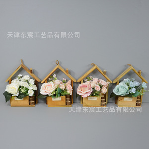 Decoración de casa de madera con rosas artificiales Dongchen Crafts, flores de seda de 22 cm de ancho para decoración del hogar y accesorios de boda - Product Image 4