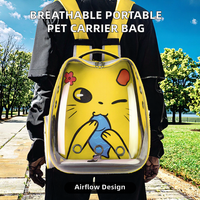 180 °   Sac à dos transparent pour animaux de compagnie - Sac en tissu Oxford respirant avec motif mignon pour chats et petits chiens