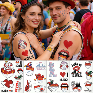 Parches Bordados Termoadhesivos con Diseño Festivo <span class=keywords><strong>de</strong></span> Carnaval, Dibujos Animados Lindos y Alegres en Rojo, Tatuajes Temporales <span class=keywords><strong>de</strong></span> Carnaval - Product Image 2