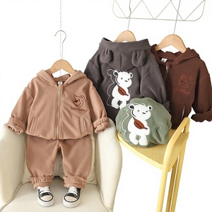 <strong>Boy</strong> Baby Autumn/Winter Outfit New Style Infant/Toddler Clothing Western-Style Winter Fleece-Lined Cartoon Two-Piece Set Zip-<strong>Up</strong> - Product Image 3