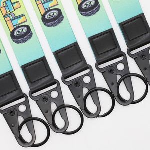 Custom Printed Short <b>Lanyard</b> with Leather End <b>Key</b> Ring Custom Polyester <b>Lanyards</b> <b>for</b> Outdoor Camping - Product Image 2