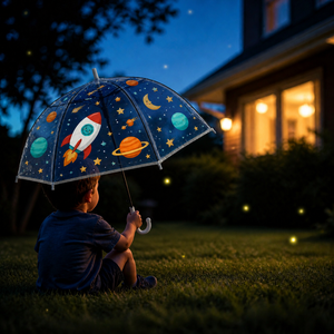 Parapluie semi-automatique transparent pour enfants, imprimé dessin animé, en PVC et fibre de verre, ouverture automatique par bouton, vente en gros, logo personnalisé, pour le soleil - Product Image 5