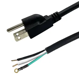 CUL Listed 18AWG 3 Prong Black Cord CUL Power With Open End Power Cables Extension Cord