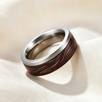 Bague de mariage en carbure de tungstène et fibre de carbone plaqué argent 8 mm, surface mate et coupe plate, pour hommes et femmes