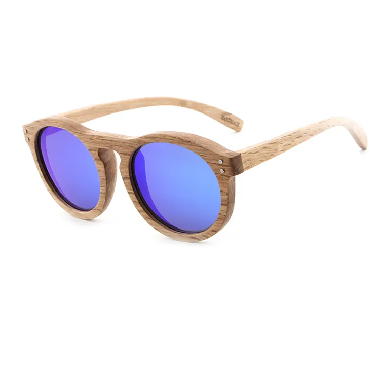 Luxury high quality recycled skateboard women circle frame wood sunglasses