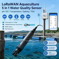 Sonde de surveillance de l'eau IoT Lorawan pour l'aquaculture, capteur de qualité de l'eau 5 en 1 en ligne (pH, EC, température, salinité, TDS) avec RS485