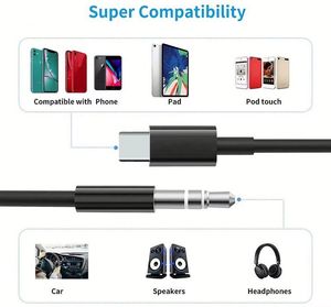 Car Audio <b>Cable</b> 3.5mm USB <b>C</b> Jack Adapter <b>Type</b>-<b>C</b> <b>to</b> 3.5mm Stereo AUX <b>Cable</b> - Product Image 6