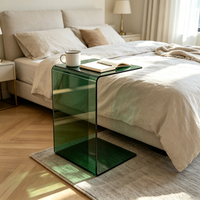 Table de chevet en acrylique en forme de C verte, style nordique moderne, avec rangement, décoration de meubles pour la maison