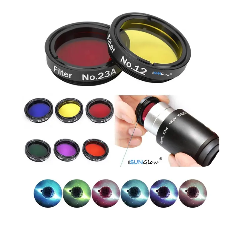 Kit de filtro telescopio de 1,25 pulgadas, accesorios astronómicos, filtro de Color, lente de nebulosa, Planeta, Luna, 6 uds.