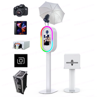Photomaton léger avec coque métallique pour appareil photo reflex numérique et iPad, avec flash et parapluie, kiosque photo pour selfies