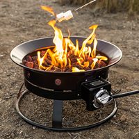Brûleur de cheminée au propane portable avec pierres de lave incluses, construction en acier noir, résistant à la chaleur, pour usage intérieur/extérieur