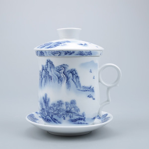 Vintage <span class=keywords><strong>Jingdezhen</strong></span> Style Pastell Office <span class=keywords><strong>Cup</strong></span> Chinesische Retro Porzellan Tee becher mit Deckel Filter Keramik Kaffee Untertassen Set - Product Image 1