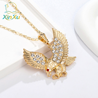 Bijoux fantaisie pour enfants en alliage de zinc plaqué or, motif aigle et cristal, style créatif et simple, directement du fabricant