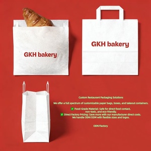 Sac en papier kraft brun et blanc résistant à l'huile avec logo personnalisé pour baguette française - Product Image 4