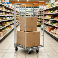 Kainan Plateforme de stockage industrielle logistique en treillis d'acier, démontable sur trois côtés, pliable et roulante, galvanisée