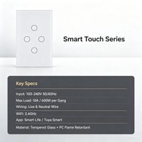Interrupteur mural intelligent WiFi Hooanke certifié ETL, norme américaine, 4 gangues, contrôle via l'application Tuya Smart Life, verre trempé
