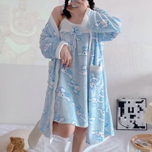 Camicia da notte in flanella pigiama a due pezzi da donna autunno e inverno a maniche lunghe Set di vestiti per la casa delle donne calde - Product Image 2