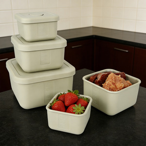 Juego de loncheras cuadradas de silicona de grado alimenticio, 3 piezas, herméticas, aptas para microondas, para uso en la oficina - Product Image 2